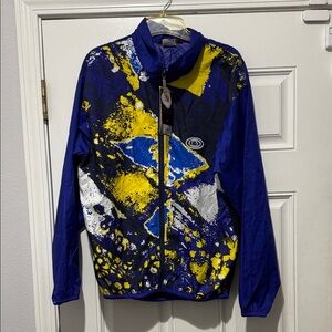 NWT Louis Garneu Vintage Colorful Ski racing Jacket size M zipper pouch in back